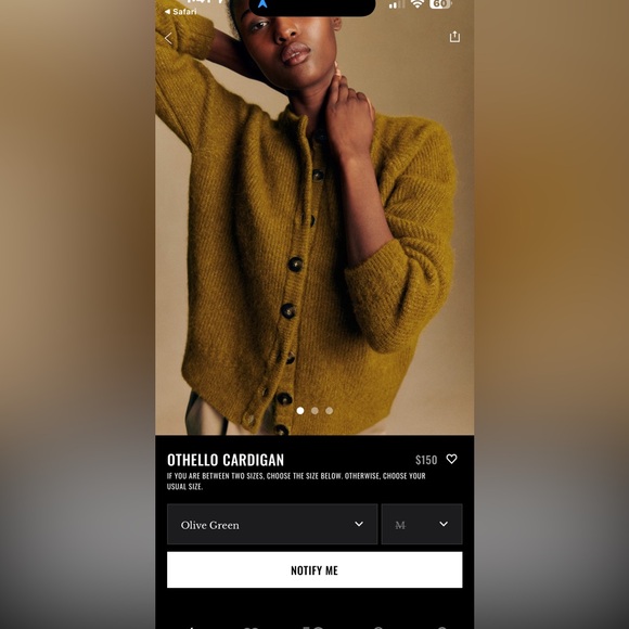 Sezane NWT Othello SZ M Olive Green Button-Up Cardigan - Picture 8 of 9